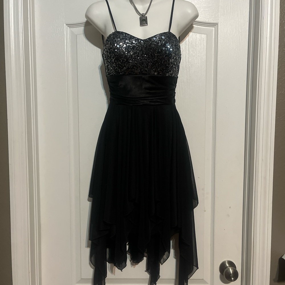 B Darlin Black Sequin High Low Dress